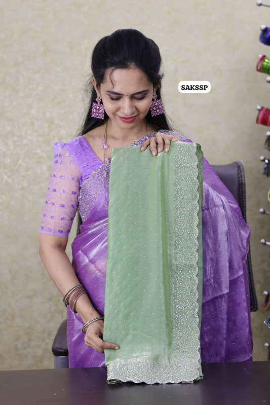 space silk with cut work border with running blouse 🔥😎😍Green