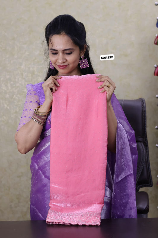 space silk with cut work border with running blouse 🔥😍🥳Light pink