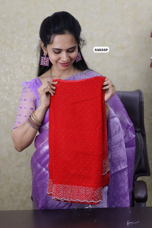 space silk with cut work border with running blouse 🔥😍🥳Red