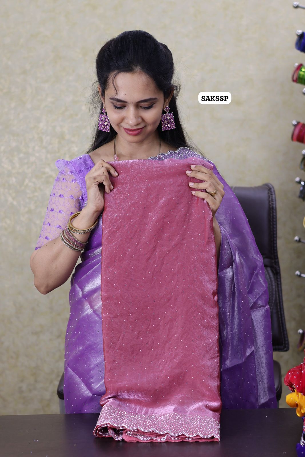 space silk with cut work border with running blouse Dark onion pink🥳