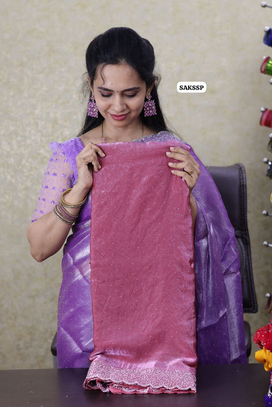 space silk with cut work border with running blouse 🔥😎😍Dark onion pink