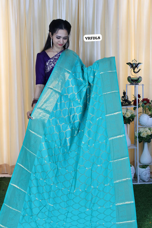 Soft katan silk saree with running blouse Sky blue 🥳