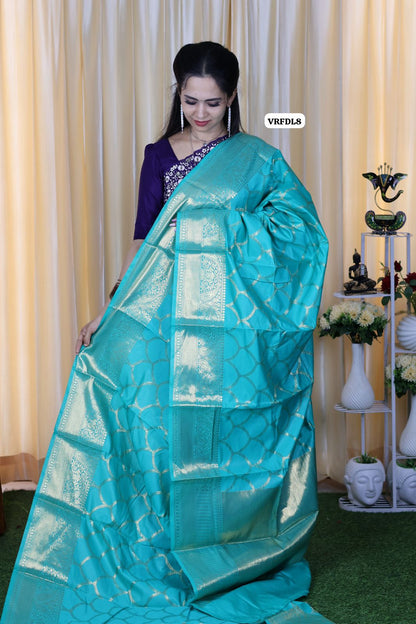 Soft katan silk saree with running blouse Sky blue 🥳