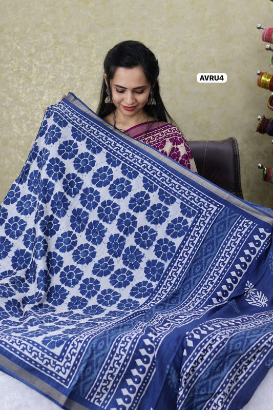 Bhagalpuri soft silk cotton saree with zip bagⓂ️