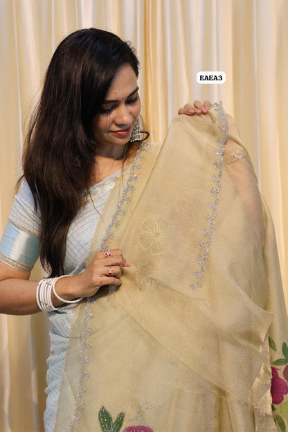 Space silk with stone work saree😍🥳