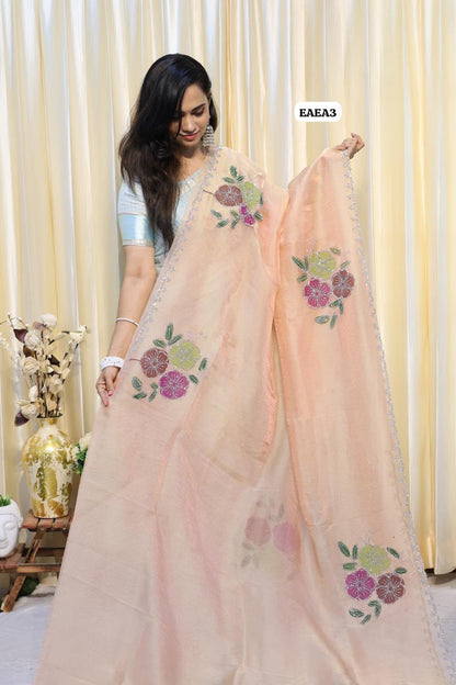 Space silk with stone work saree😍🥳