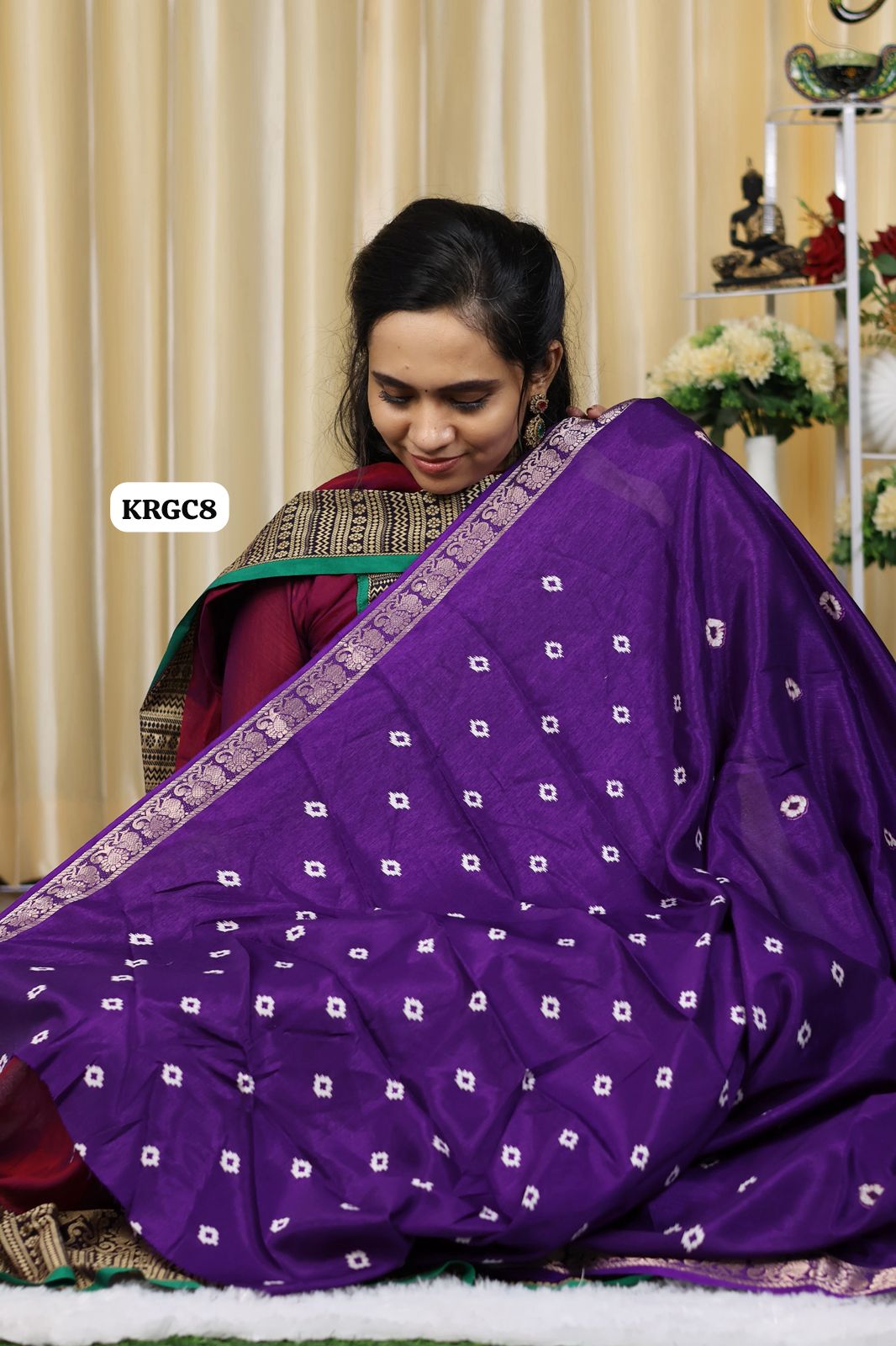 Mysore semi crepe silk with bandhini design🥳