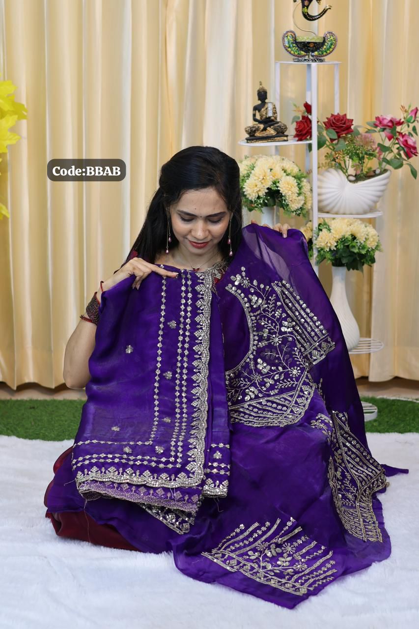Space silk saree with jumky work🥳