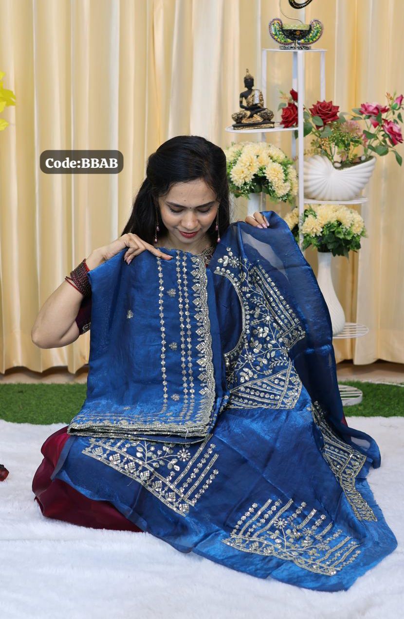 Space silk saree with jumky work🥳