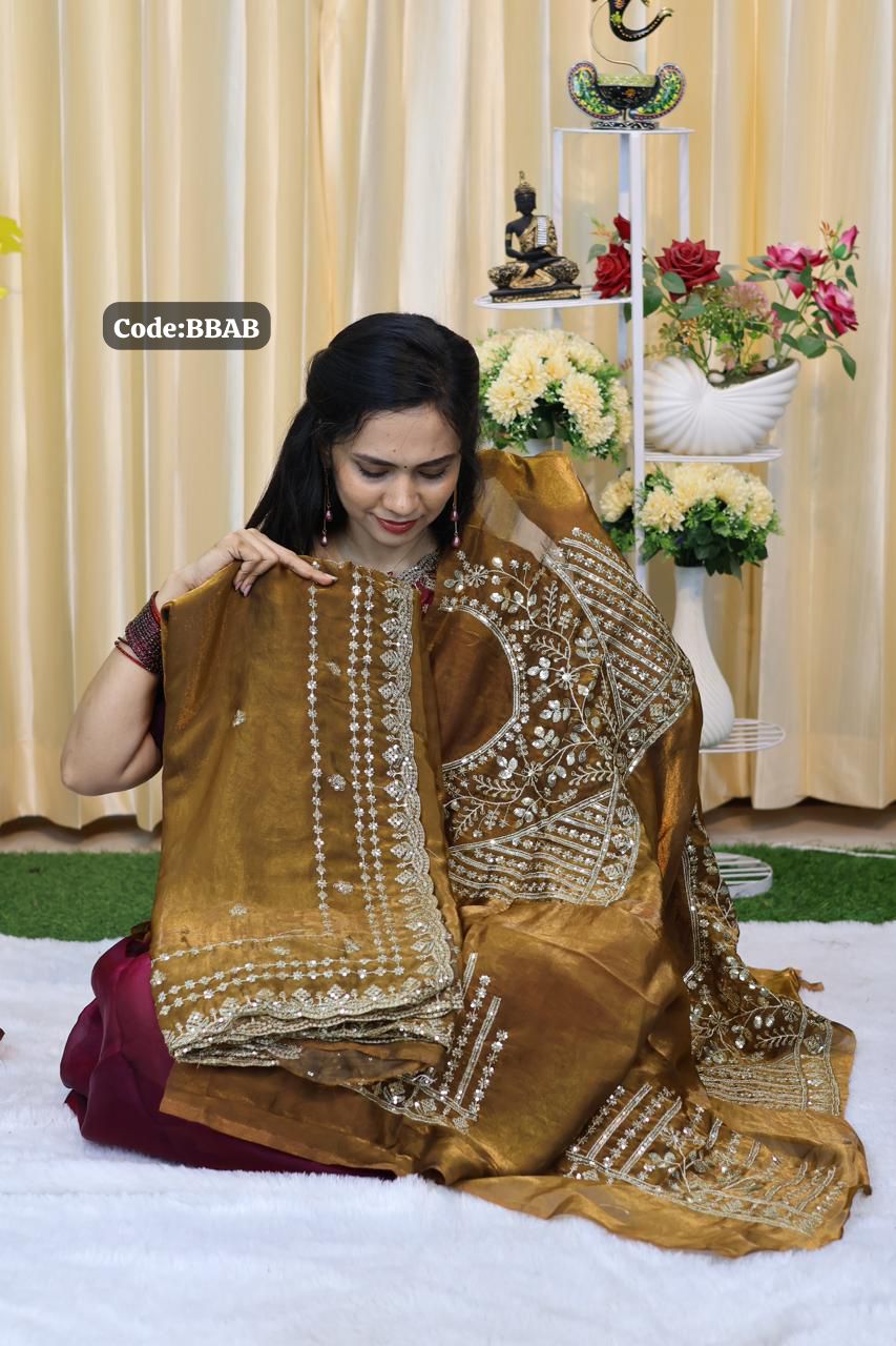 Space silk saree with jumky work🥳
