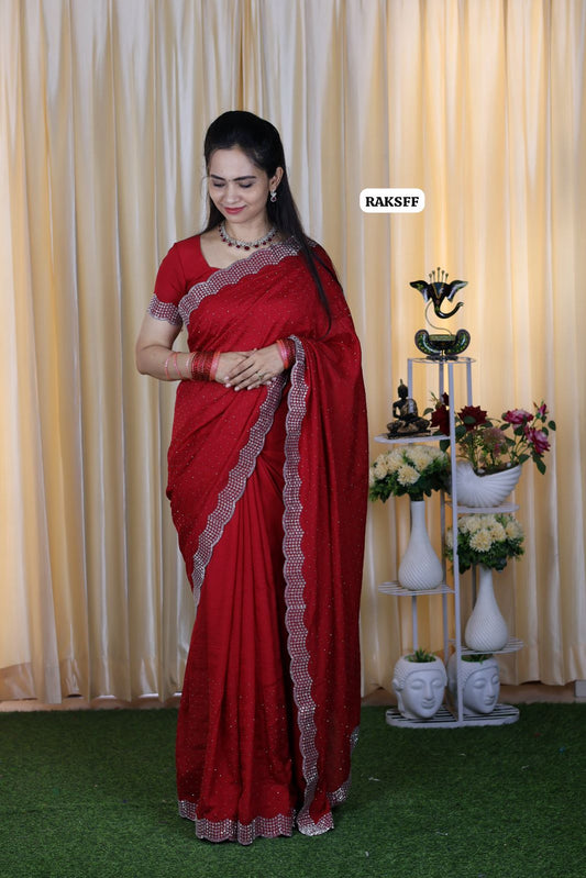 Vichitra silk with cut work border with running blouse 😍🥳