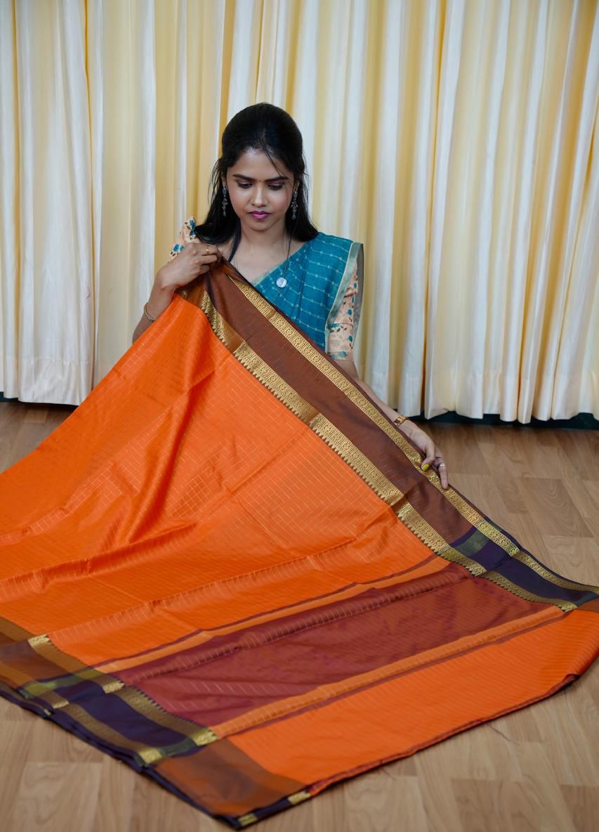 Soft silk sarees with checked pattern🥰😎
