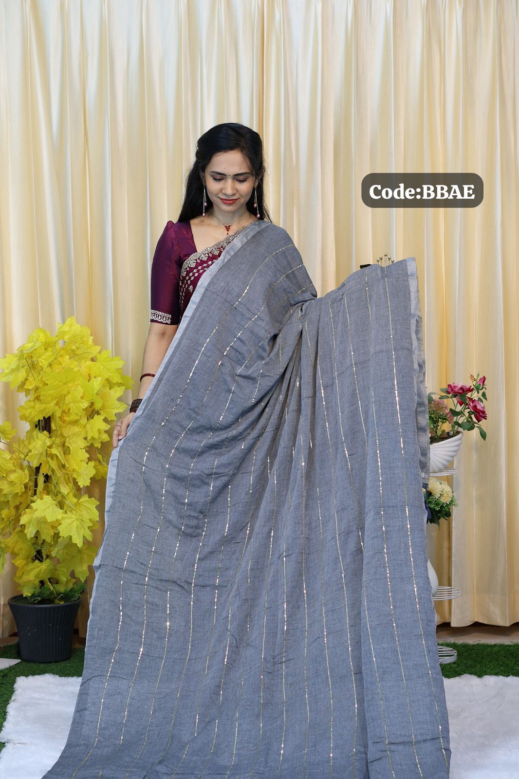 Mul cotton saree with elastic blouse 😍size M