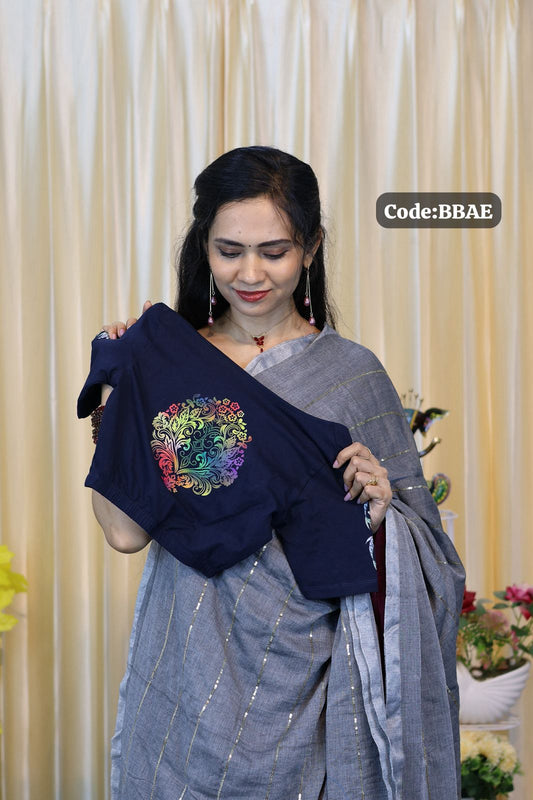 Mul cotton saree with elastic blouse 😍size M