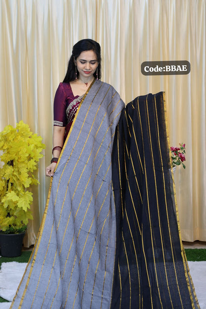 Mul cotton saree with elastic blouse 😍size M