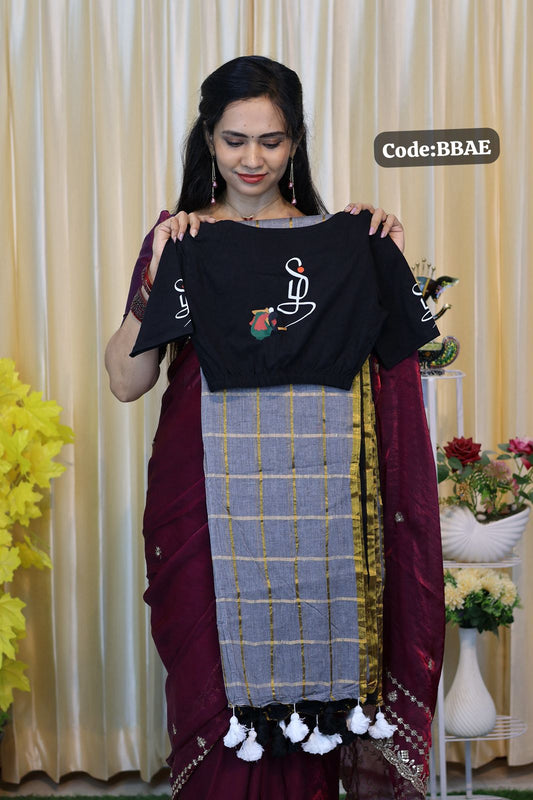 Mul cotton saree with elastic blouse 😍size M