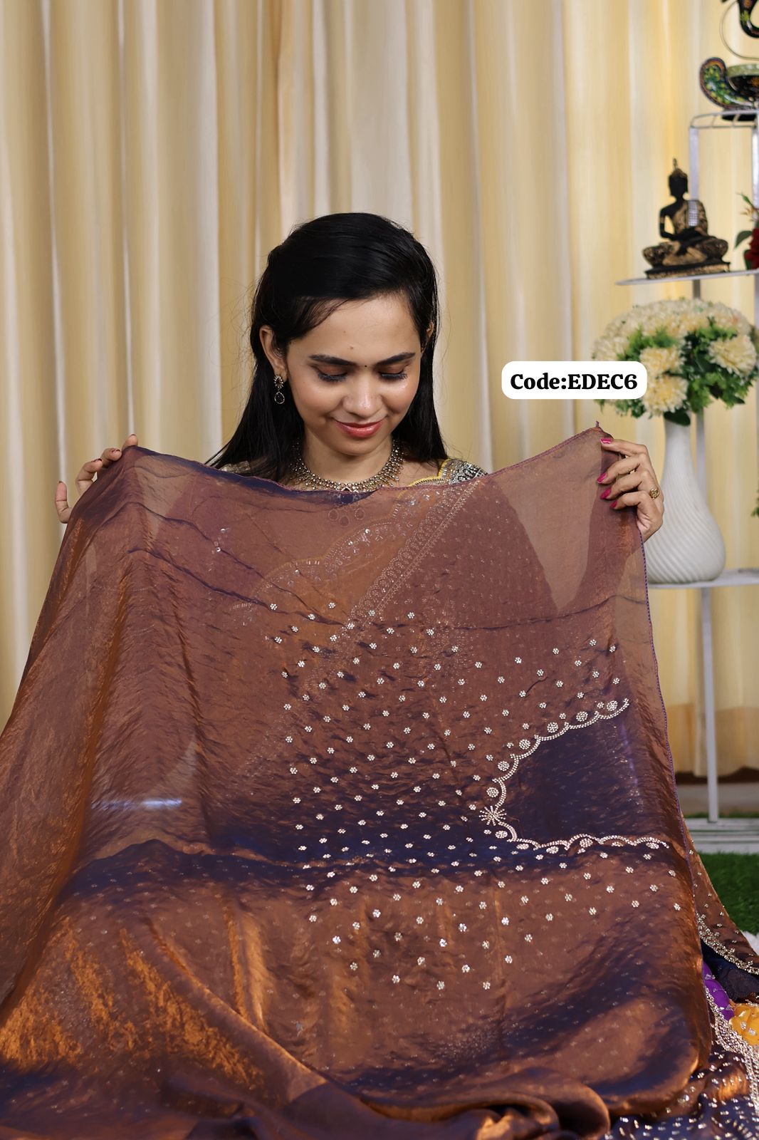 premium quality space silk saree with Real stone work🥳