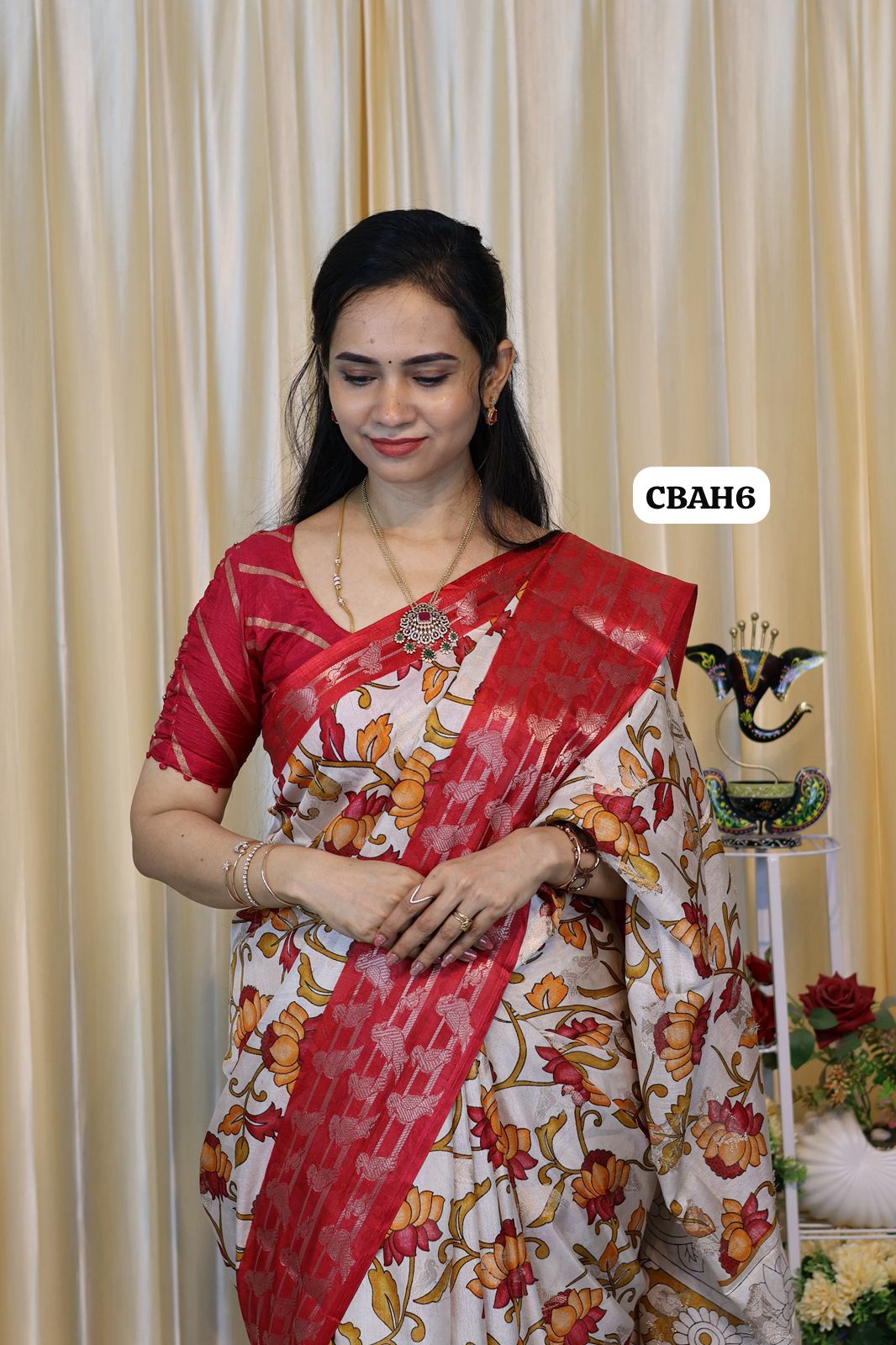 Kalamkari design soft silk Saree ๐๐๐ โ Rishi Boutique