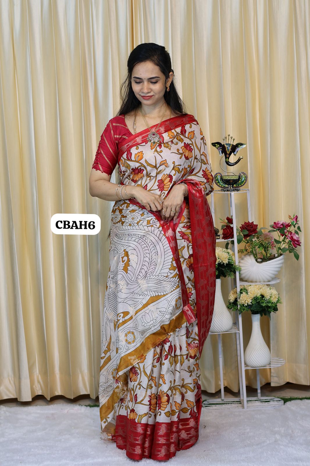 Kalamkari design soft silk Saree ๐๐๐ โ Rishi Boutique