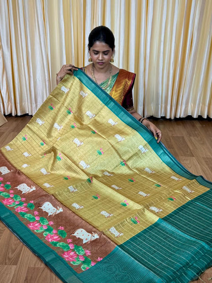 Tussar silk saree🥰🥳