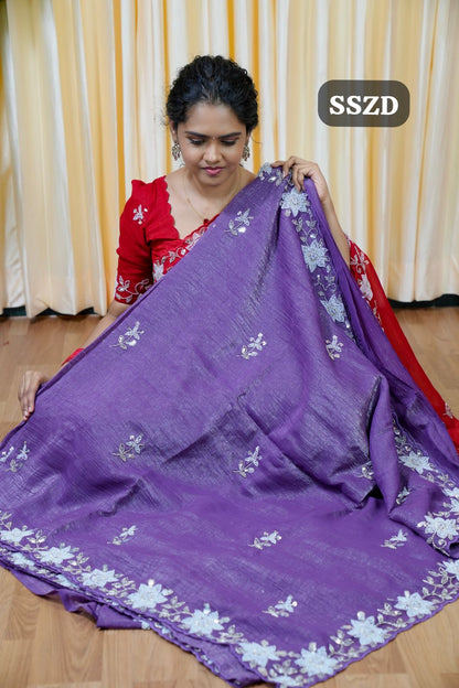 Premium crunchy sarees with pearl work🥳