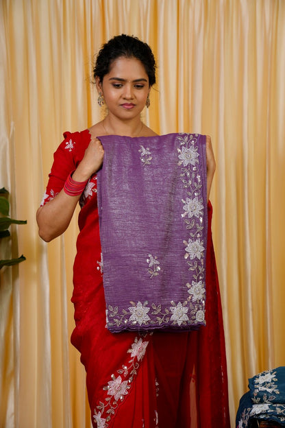 Premium crunchy sarees with pearl work🥳