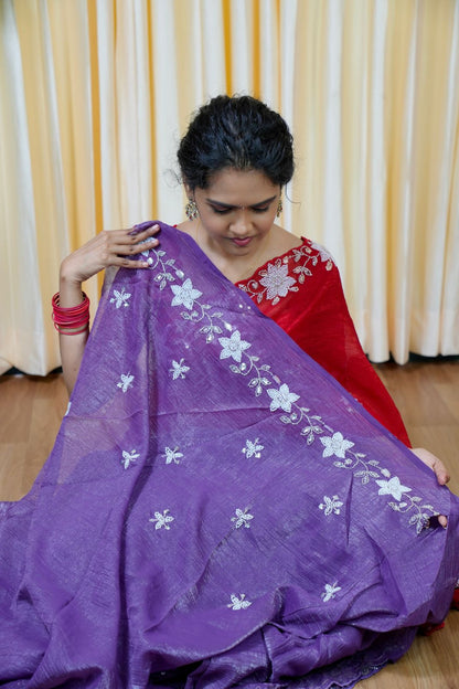 Premium crunchy sarees with pearl work🥳