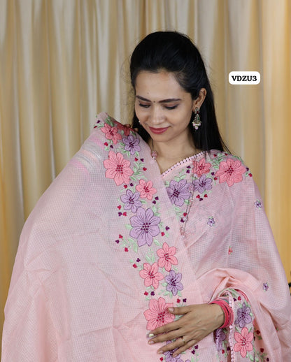 Premium soft kota cotton saree with embroidery work and crochet border  with running blouse 😍🥳