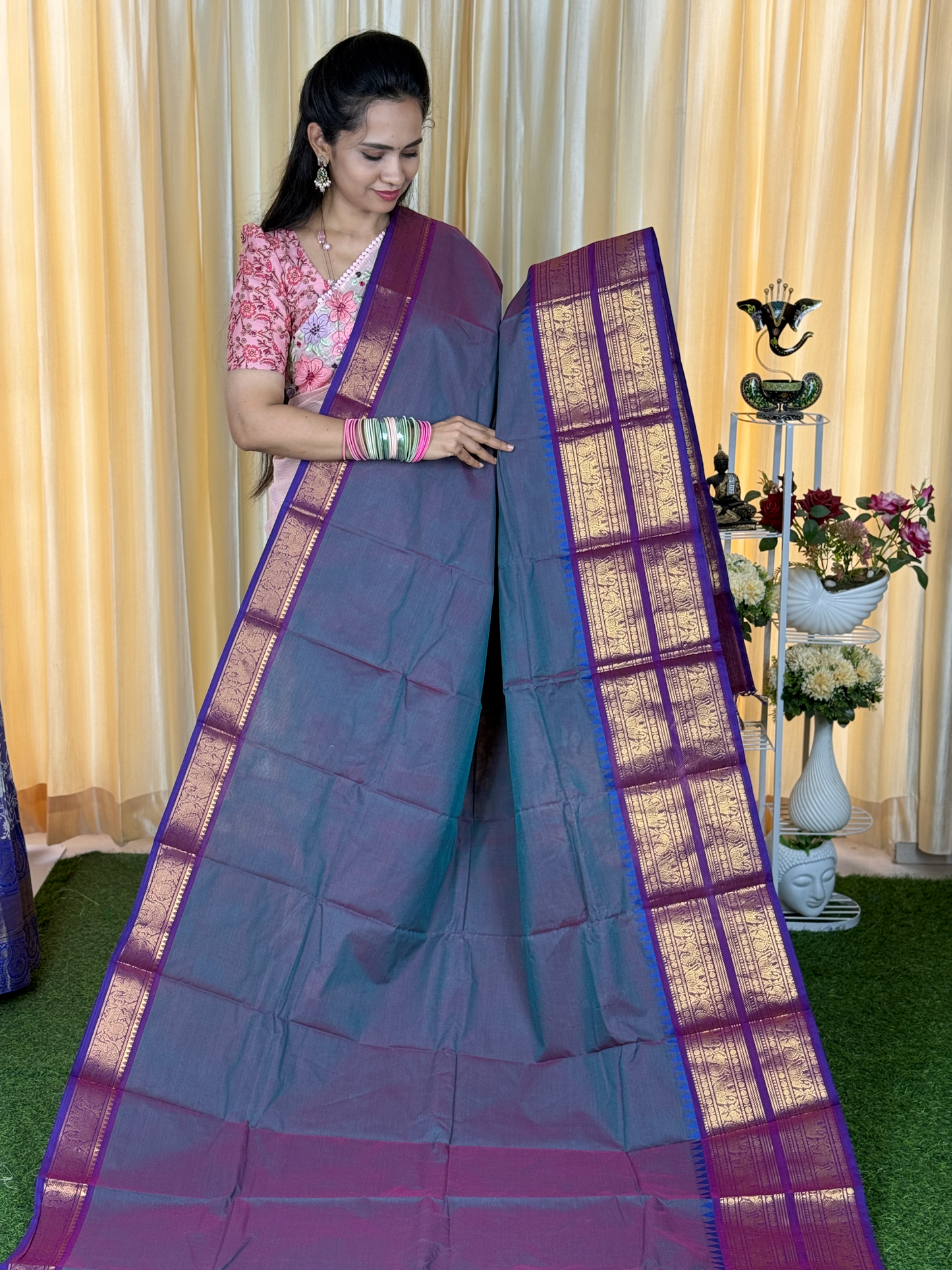 Kanchi cotton saree with running blouse👇