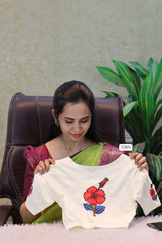 Premium quality readymade elastic blouse with printed design 😍⏰