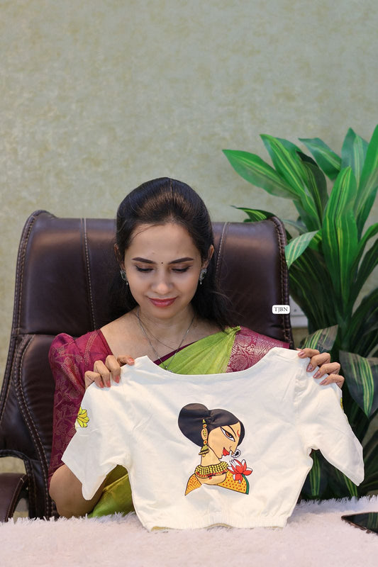 Premium quality readymade elastic blouse with printed design 😍⏰