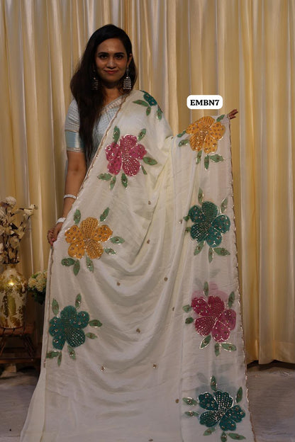 Chiffon silk designer saree heavy work design 😍🥳