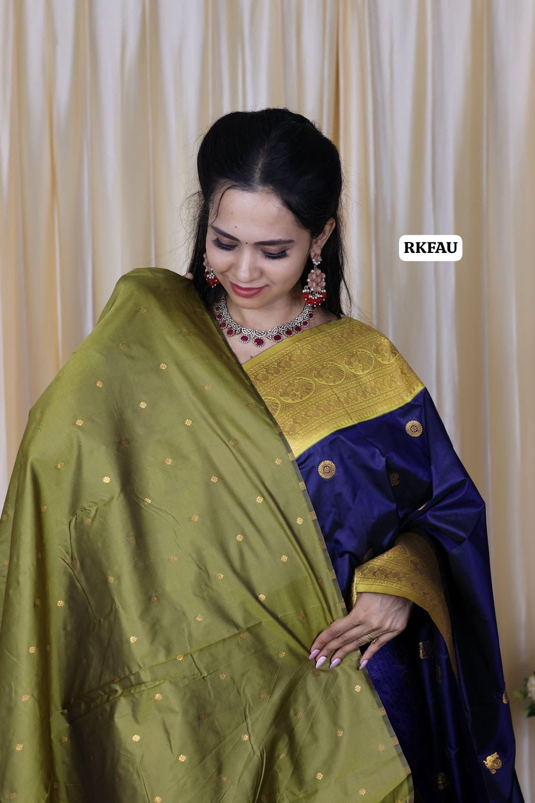 semi soft silk saree with 1000 buttas 🥳