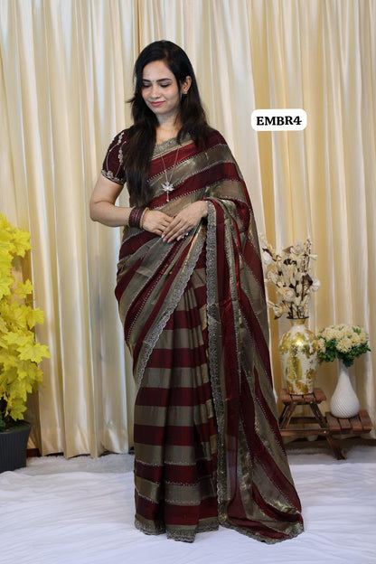Space silk with stone work saree😍🥳
