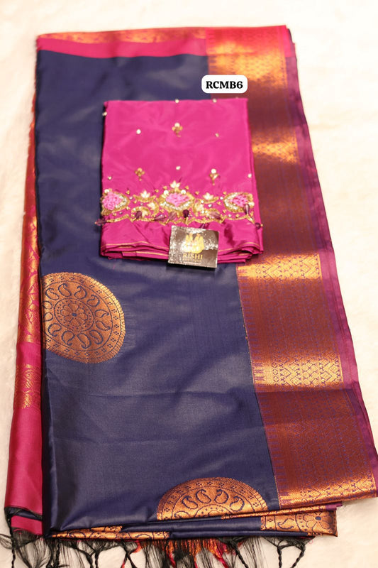 Semi soft silk saree with Aari blouseⓂ️😍