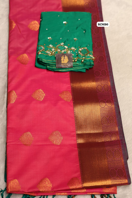 Semi soft silk saree with Aari blouseⓂ️😍