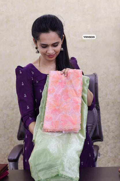 Space silk saree with heavy work blouse 🥳