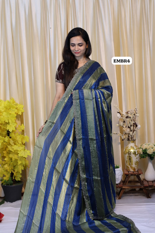 Space silk with stone work saree😍🥳