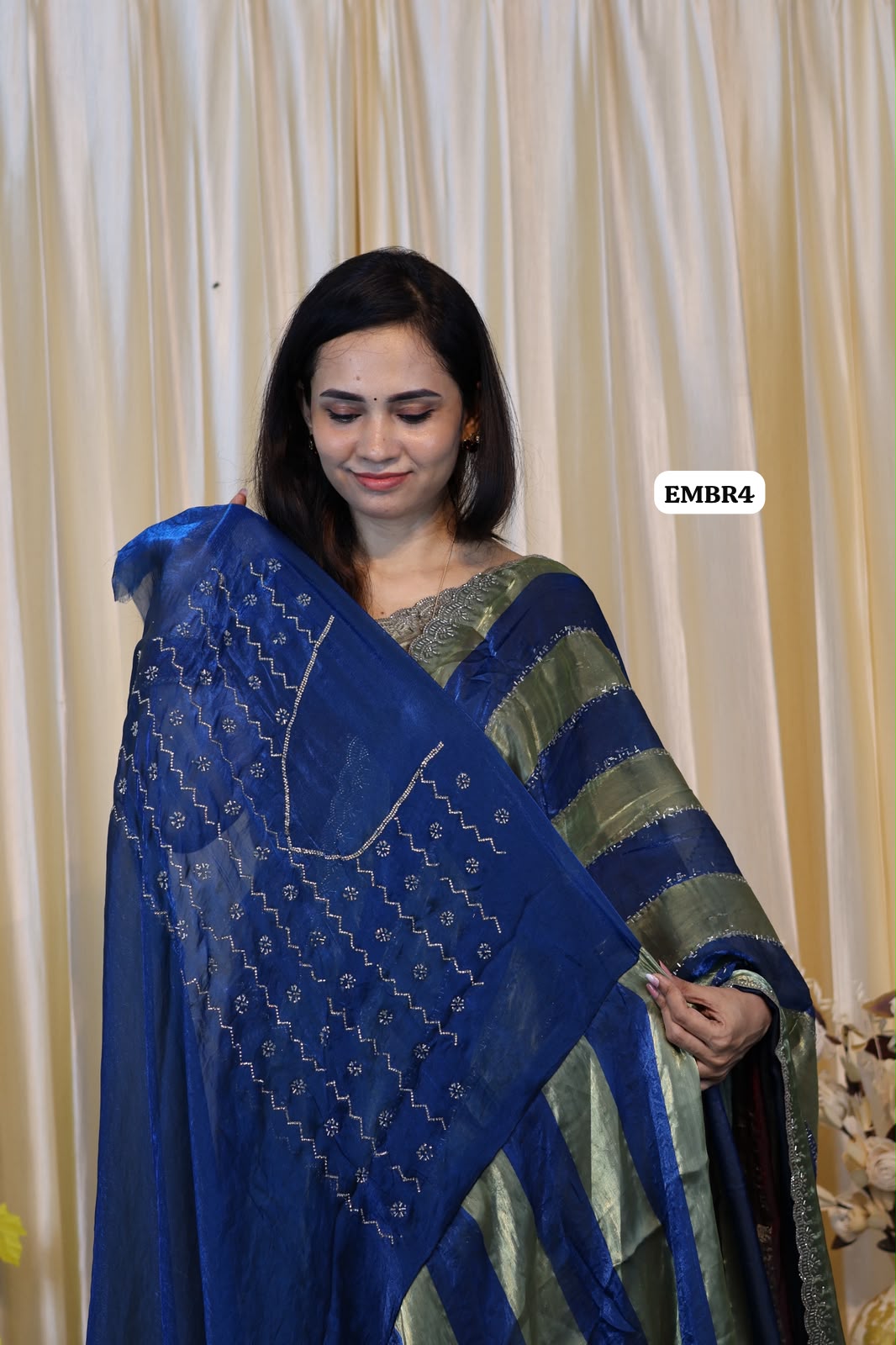 Space silk with stone work saree😍🥳