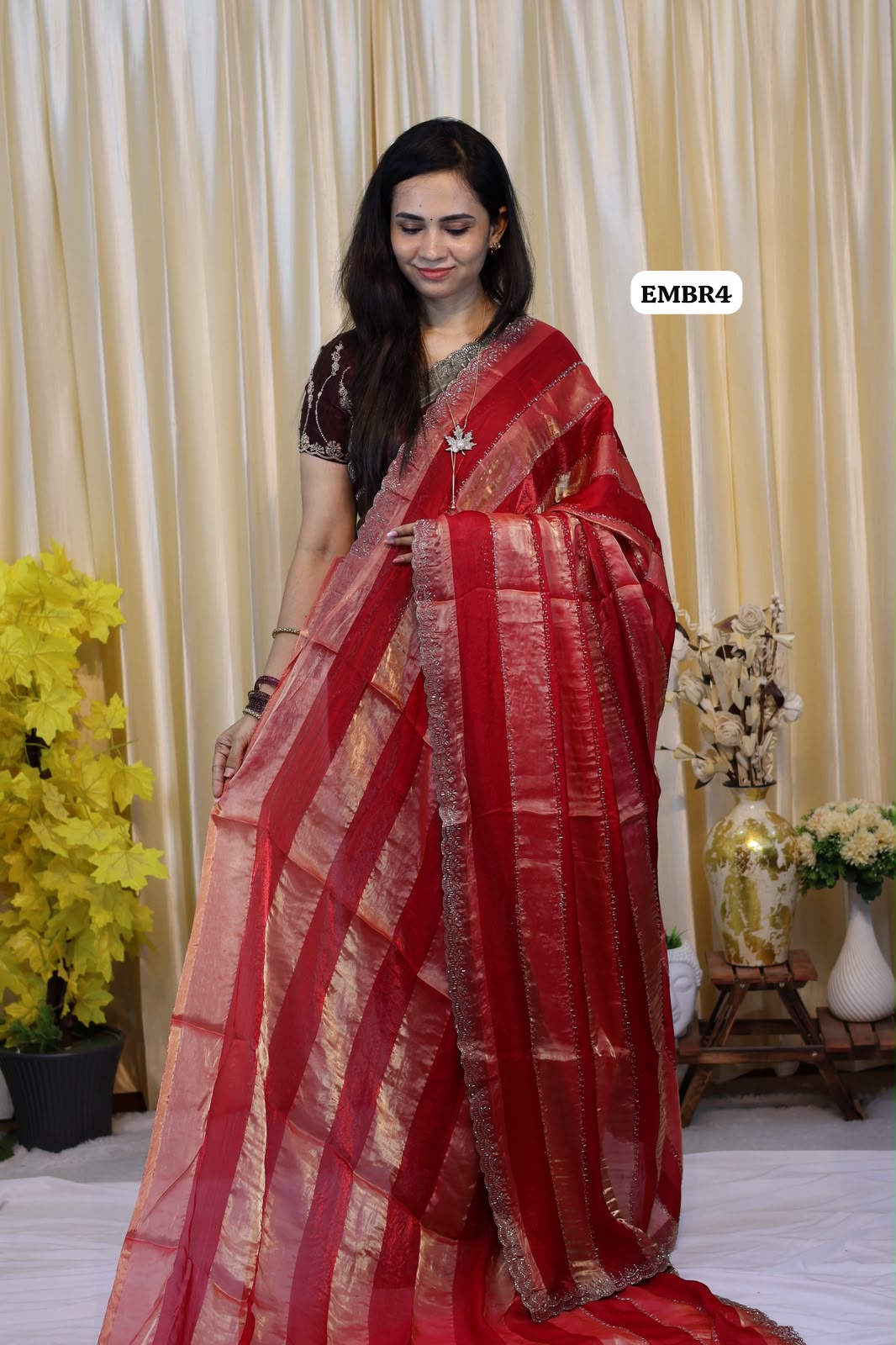 Space silk with stone work saree😍🥳