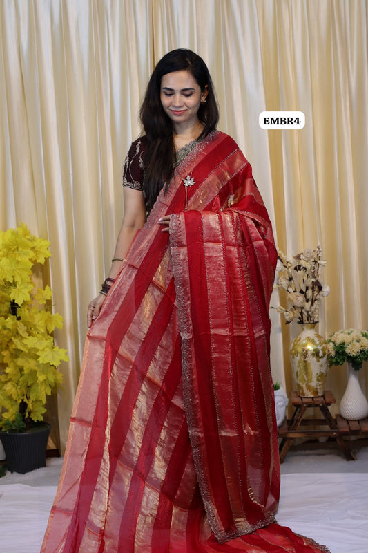 Space silk with stone work saree😍🥳