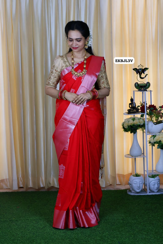 Semi soft silk saree running blouse 😍🥳Red
