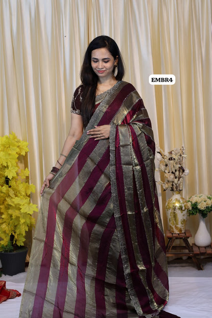Space silk with stone work saree😍🥳