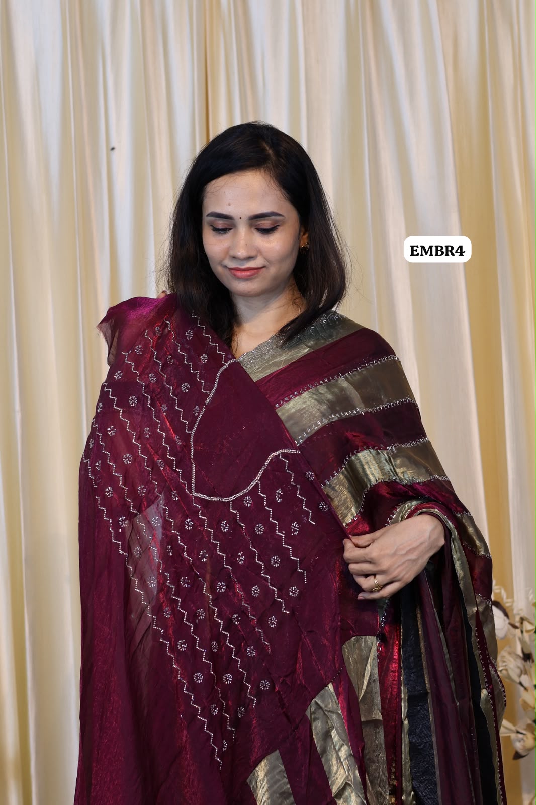 Space silk with stone work saree😍🥳