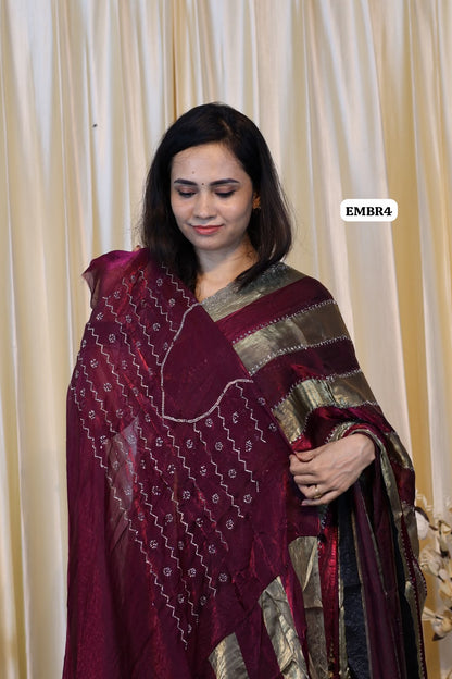Space silk with stone work saree😍🥳