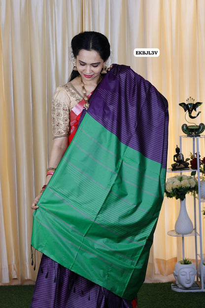 semi soft silk a saree with contrast blouse😎😍Dark blue with light green