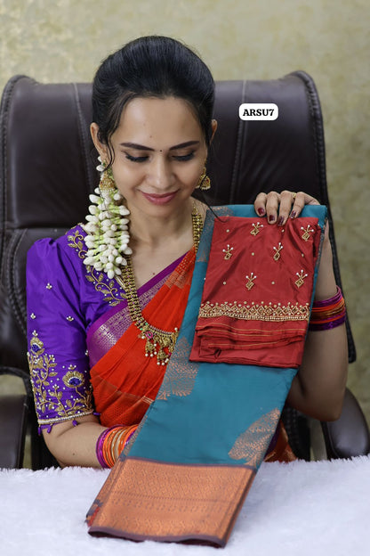Saree with aari blouse combo 😍Ⓜ️