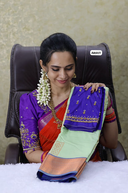 Saree with Aari blouse combo Ⓜ️