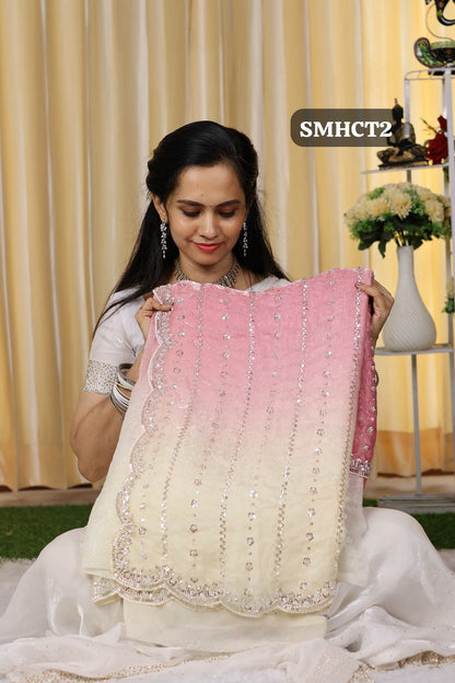 Heavy premium space silk sarees with katdana beads work🥳