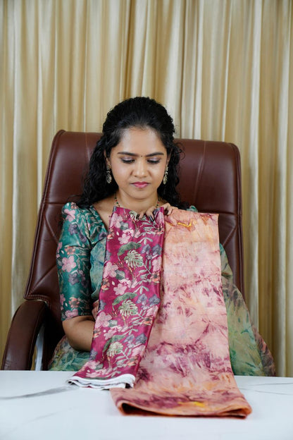Organza saree with prints 🍄🥳